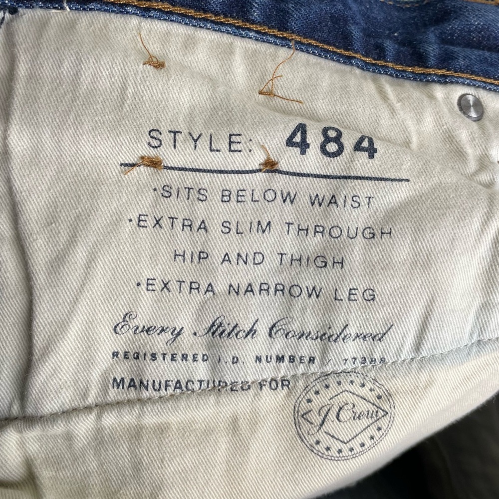 J. Crew Men's 484 Jeans Size W34 L34 Japanese Kaihara Denim 100% Cotton C9071 - Picture 6 of 11